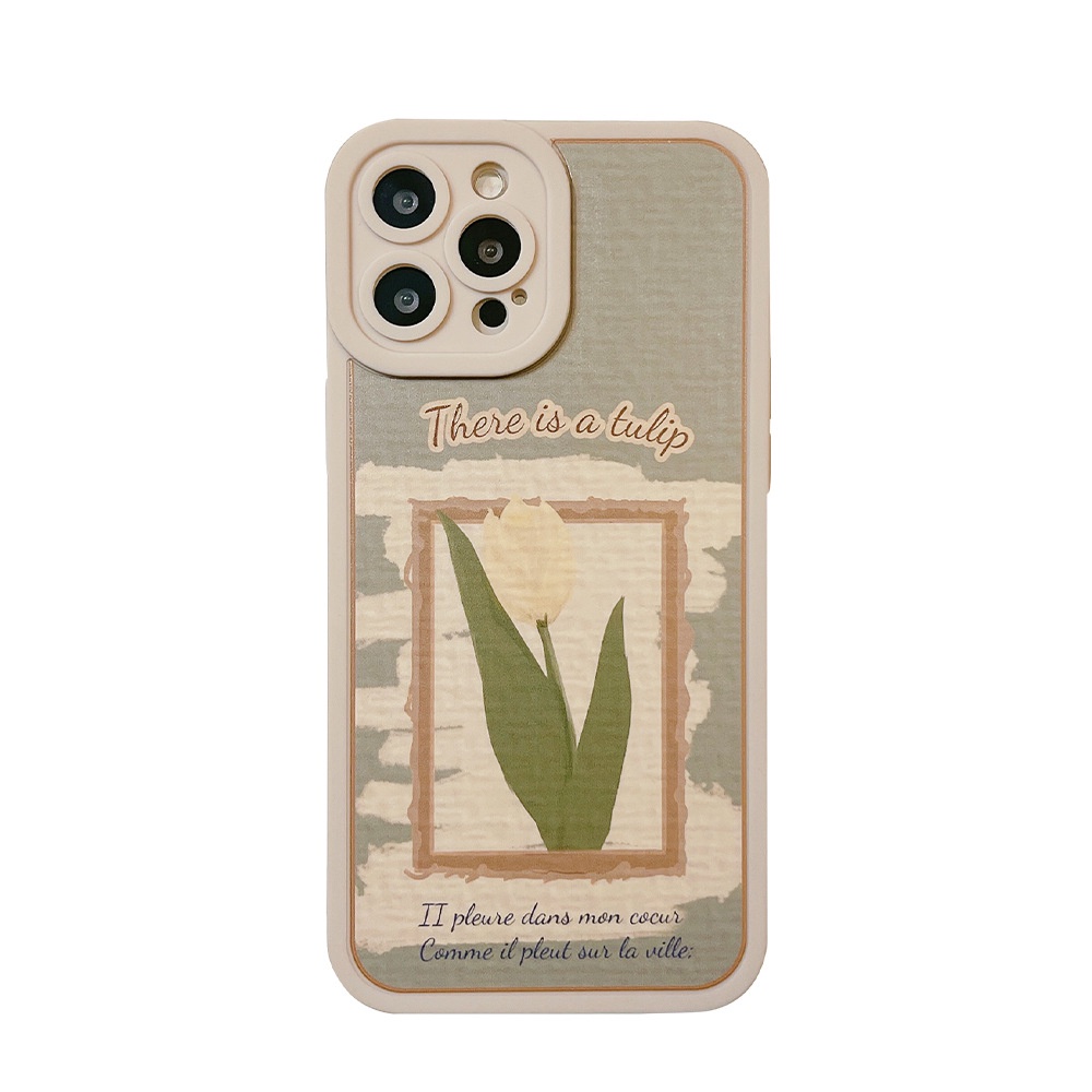 Ốp Điện Thoại Mềm Hình Hoa tulip Trắng Kiểu vintage Cho iphone 7 8 plus x xr xs 11 12 13 14 15 mini pro max se 2020