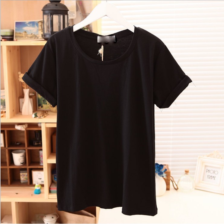 Áo Thun Trơn Màu Đen Tay Ngắn Nam Nử Cao Cấp | BigBuy360 - bigbuy360.vn