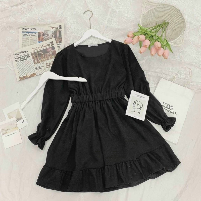 Đầm nhung đuôi cá thun eo siêu yêu kèm ảnh thật