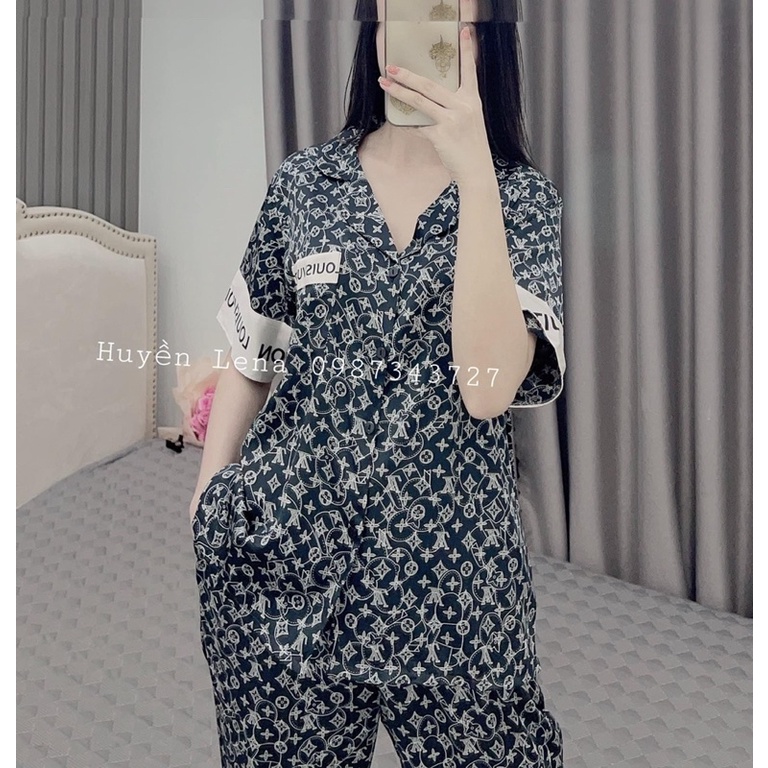 Bộ ngủ Pijama LV cộc tay lụa latin | BigBuy360 - bigbuy360.vn