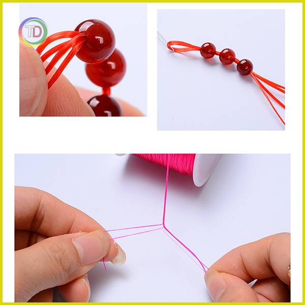 Dây xâu vòng chun co giãn cuộn 50 mét xâu vòng phong thủy, vòng handmade đủ màu mềm bền đẹp Tặng kim xâu - TD Store