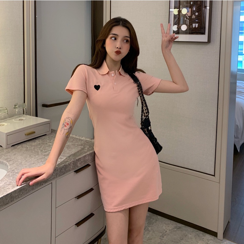 Đầm Polo Ngắn Tay Cổ Bẻ Thêu Họa Tiết Phong Cách Âu Mỹ Thời Trang Mùa Hè Hàng Mới Cho Nữ