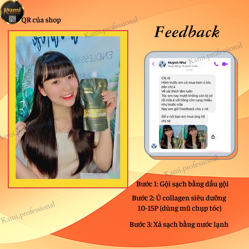 KEM Ủ TÓC COLLAGEN Kami HẤP TÓC DƯỠNG TÓC SUÔN MƯỢT  PHỤC HỒI HƯ TỔN túi 500ml MIKO HAIR