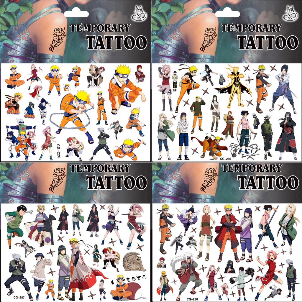 Hình Xăm Dán Tạm Thời Họa Tiết Anime Naruto Thân Thiện Với Môi Trường Chống Thấm Nước