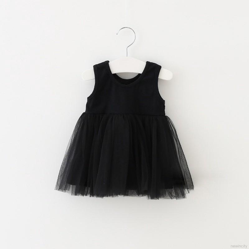 Đầm sát nách màu trơn phong cách Hàn Quốc cho bé gái