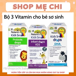 Combo 3 siro uống nature's way kids smart drops, infant drops bổ sung vitamin, phát triển não bộ cho bé 20ml/h