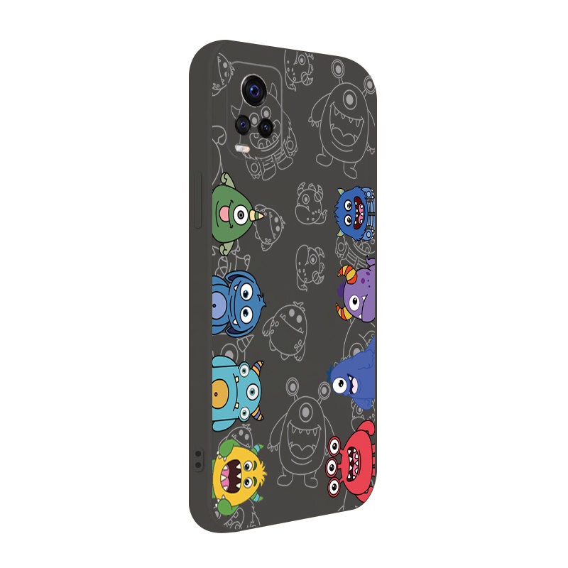 Ốp Điện Thoại Mềm Cạnh Vuông Hình Quái Vật Mini Cho VIVO T1X Y02S Y21 Y15A Y15S Y33S Y55 Y75 Y11S Y12S Y1S Y91C Y01 Y35 Y16 T1 5G