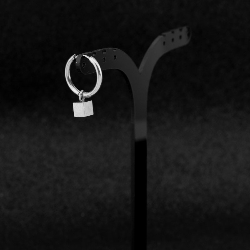 Khuyên tai kẹp mặt vuông bằng thép không gỉ đơn giản thời trang 22632