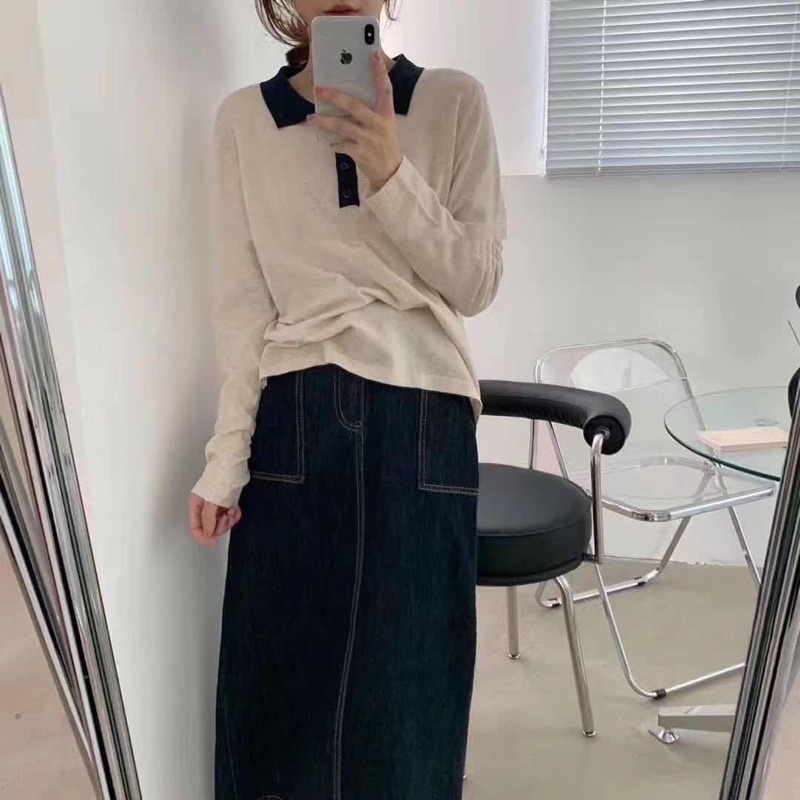 Áo Len Tay Dài Cổ Sơ Mi Siêu Xinh _Theday
