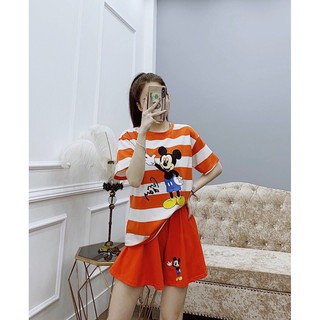 G32. 602. bộ micky kẻ quần đùi xòe