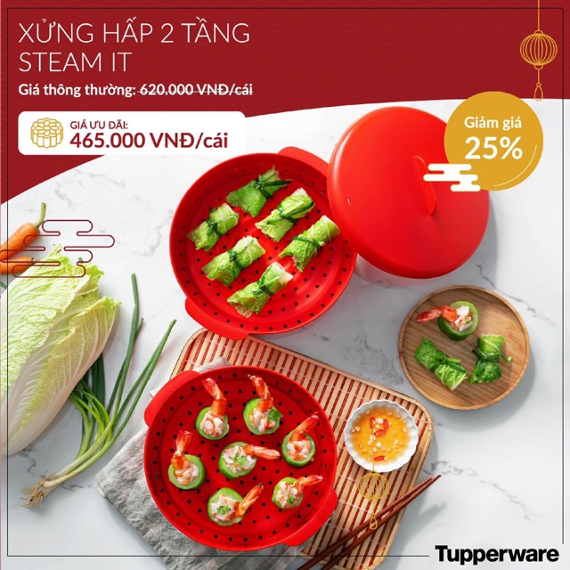 {Rẻ vô địch} Xửng hấp 1-2-3 Tầng Steam it Tupperware chính hãng