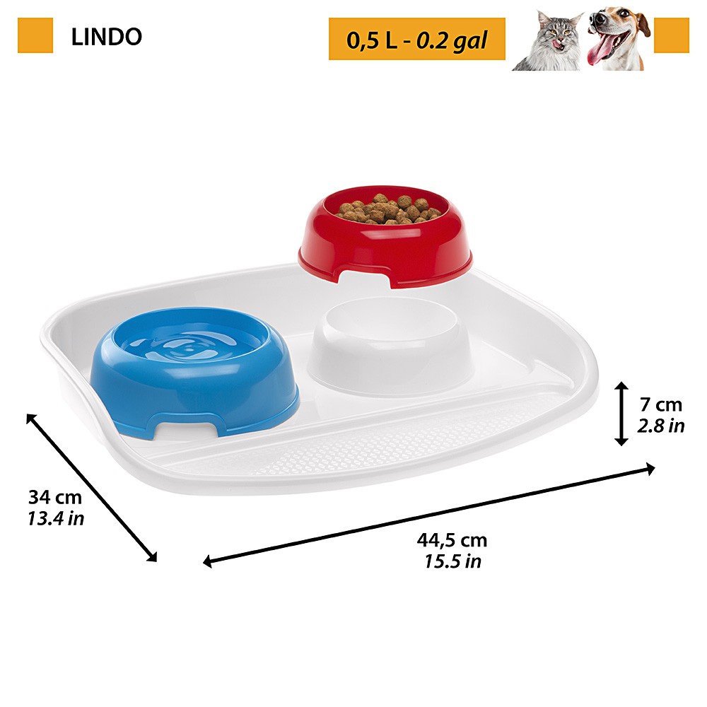 Chén ăn đôi cho thú cưng FERPLASTLINDO MAXI TRAY &amp; BOWLS