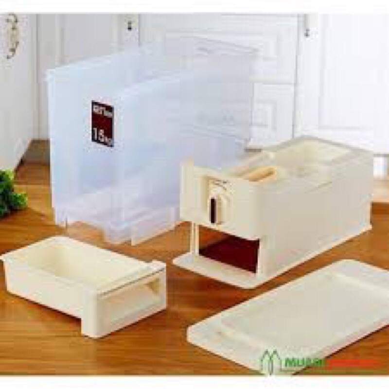 THÙNG GẠO THÔNG MINH MẪU MỚI CHỨA 15kg NẮP CÓ THỂ LÀM KỆ ĐỂ GIA VỊ SIÊU HOT