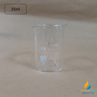 Cốc đong thủy tinh có vạch chia, dung tích 25ml, 100ml có mỏ, chịu nhiệt độ cao