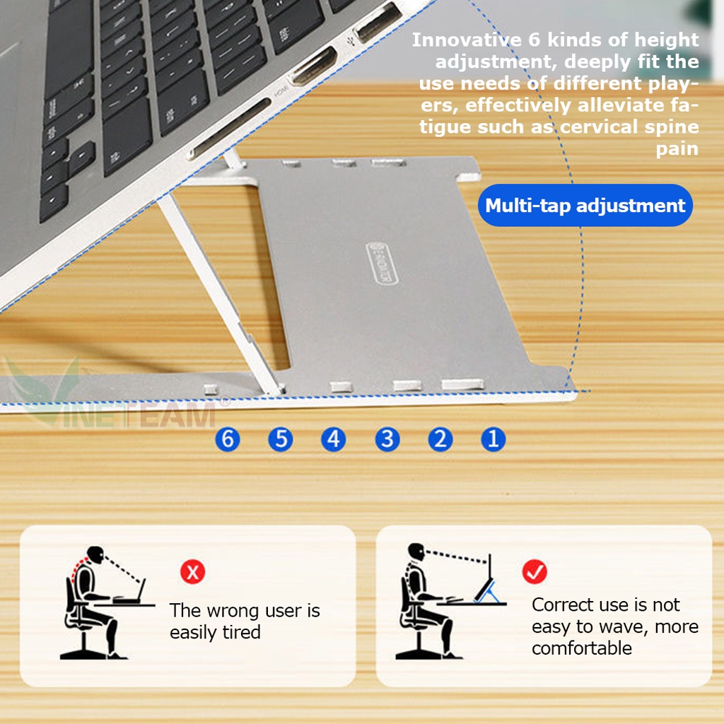 Giá Đỡ Laptop Làm Từ Hợp Kim Nhôm Có Quạt Tản Nhiệt Led RGB Cho Notebook Macbook  11-18 inch -dc4480
