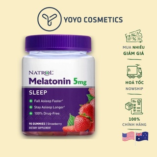 Kẹo ngủ ngon Natrol Melatonin Sleep Gummie ngậm hỗ trợ giấc ngủ ngon Melatonin hộp 90 viên 5mg, 250 viên 5mg