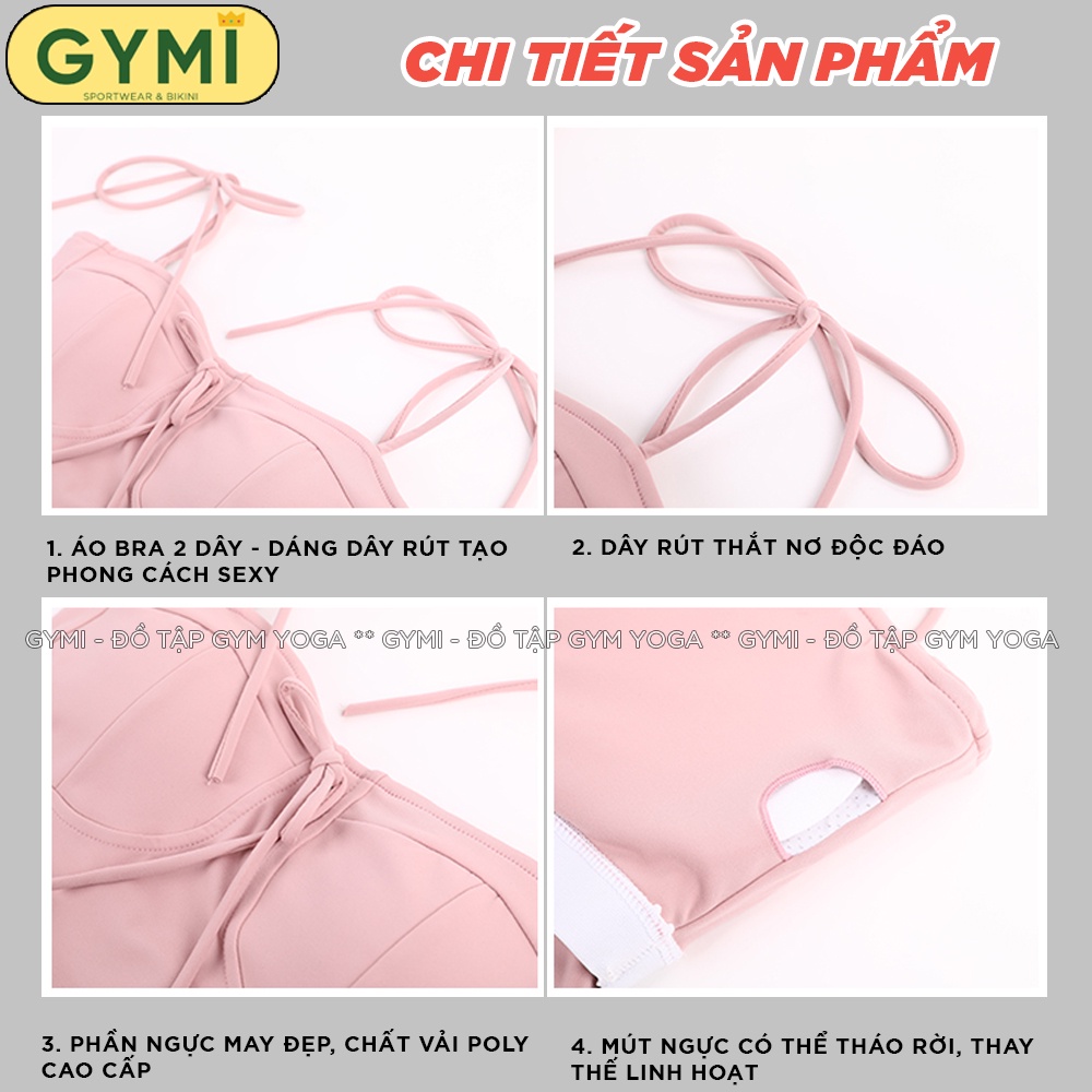 Áo bra tập gym yoga nữ GYMI AL02 chất thun poly thể thao cao cấp nâng đỡ ngực thiết kế 2 dây sexy