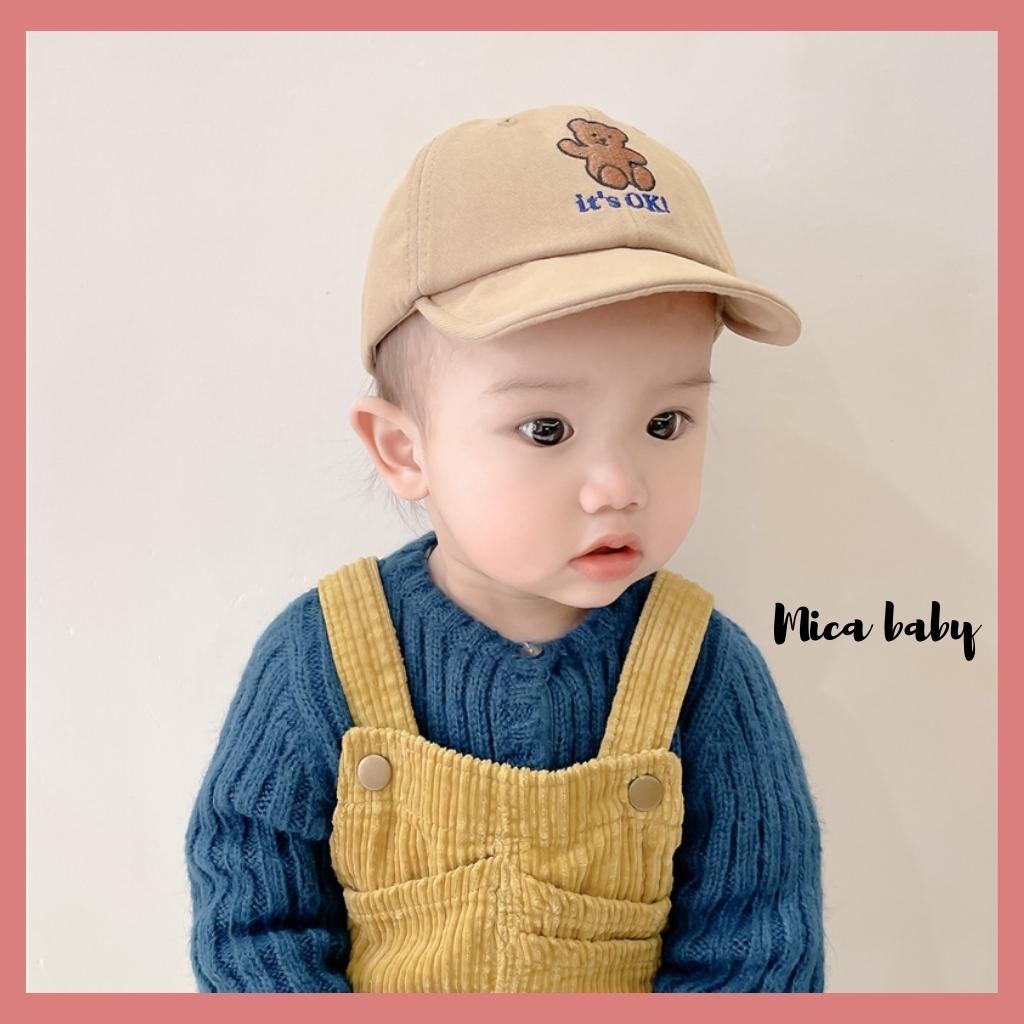 Mũ lưỡi trai hình gấu kèm chữ dễ thương cho bé MH120 Mica Baby