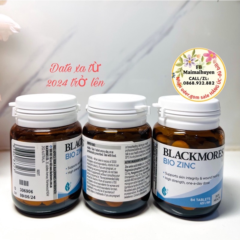 Viên Kẽm Blackmore Bio Zinc 84viên Cứu cánh cho làn da