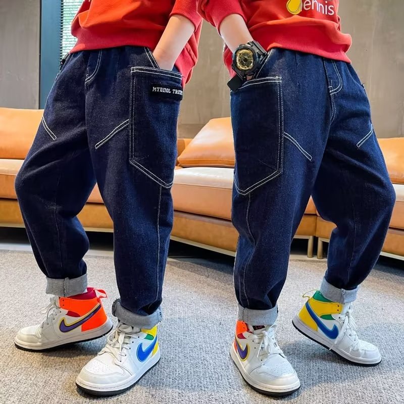 Quần jean BXPB dài ống rộng thoải mái phong cách mới thời trang dành cho bé trai 3-15 tuổi