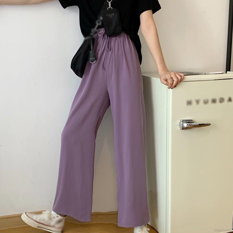 Quần dài ống rộng lưng cao phong cách trẻ trung cho nữ | BigBuy360 - bigbuy360.vn