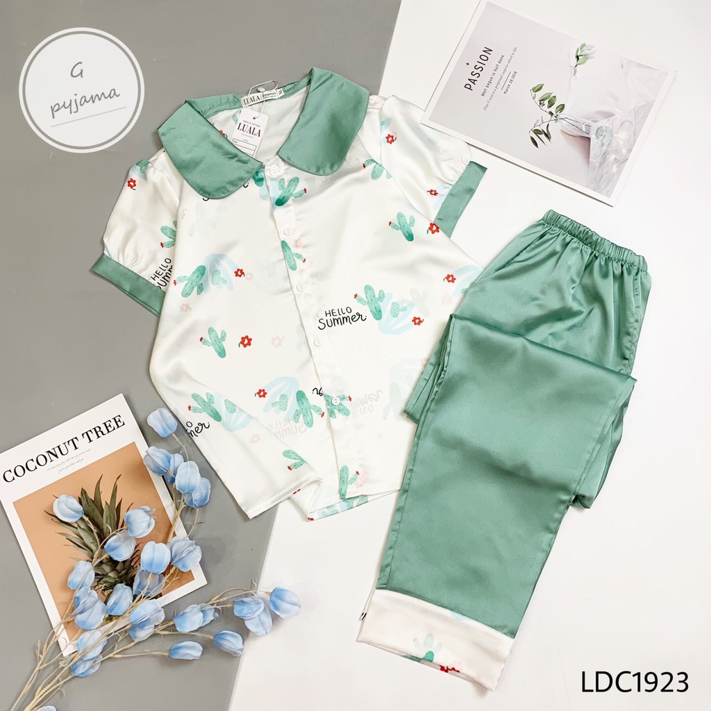 Đồ Ngủ Pijama Lụa Satin Tay Ngắn Siêu Xinh, Cộc Dài Mềm Mịn, Độc Lạ Khó Tìm, Sang Chảnh Hàn Quốc
