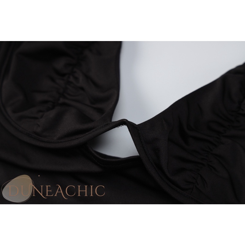 DUNEA Đầm màu sắc trơn cổ chữ V hở lưng gợi cảm dành cho nữ