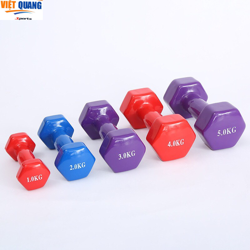 Tạ tay Dumbbell nam nữ 1kg-5kg lõi gang đặc bọc cao su nhỏ gọn tập gym,yoga chống trơn trượt