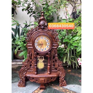 [ XẢ LỖ ] Đồng Hồ Quả Lắc Gỗ Mun Đuôi Công [ Gỗ Mun 100%_Hàng loại 1]