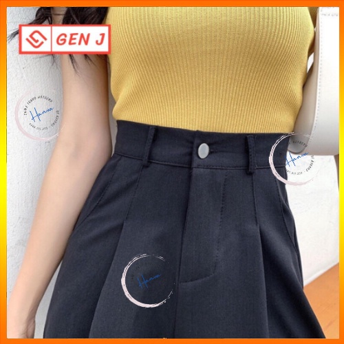 Quần Short Nữ Ống Rộng Lưng Chun 1 Cúc Gập Gấu Chất Vitex Dày Dặn Nhiều Màu Hanva
