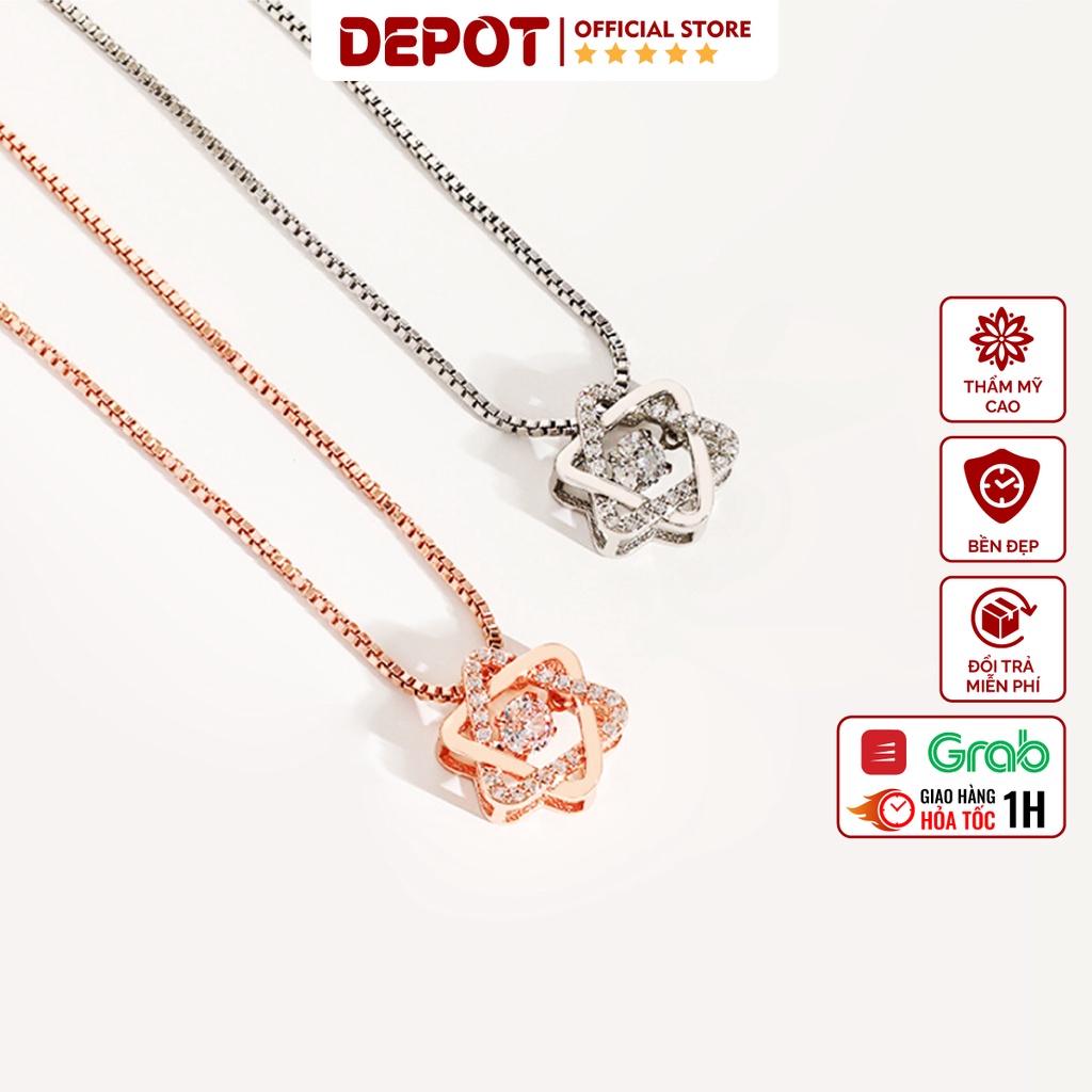 Dây chuyền trái tim DEPOT, vòng cổ ngôi sao hợp kim bạc titan phong cách Hàn Quốc