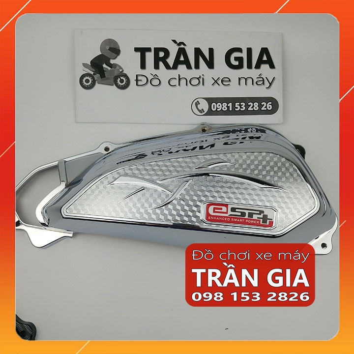 Ốp pô e xe Sh Mode 2020-2021-2022-2023 xi inox cacbon chụp lọc gió bầu gió xe Sh Mo nữ- phụ kiện trang trí đồ kiểng