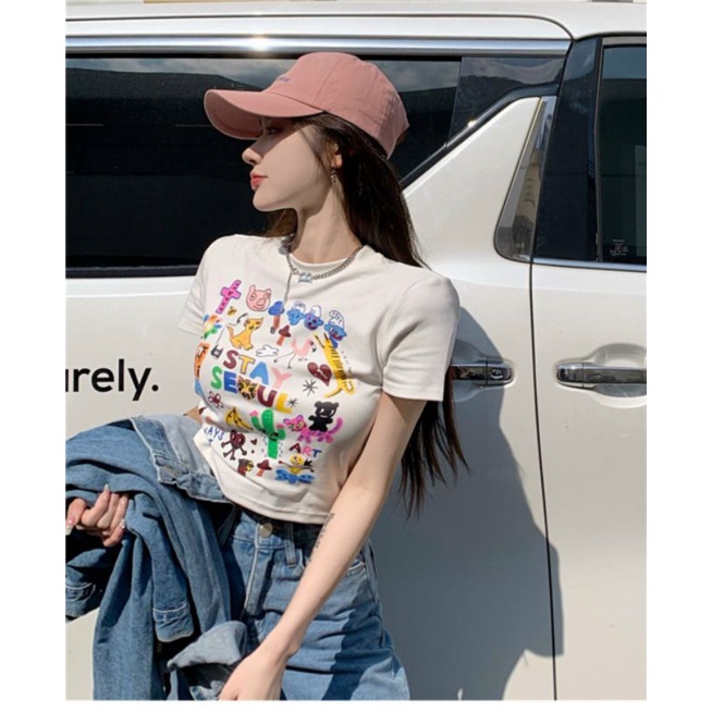 Áo thun croptop in hoạt hình Stay Seoul