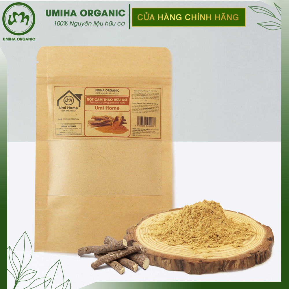 Bột Cam Thảo hữu cơ UMIHOME nguyên chất 40G - Mặt nạ trắng hồng da, sáng da, tẩy tế bào da chết, thâm mụn