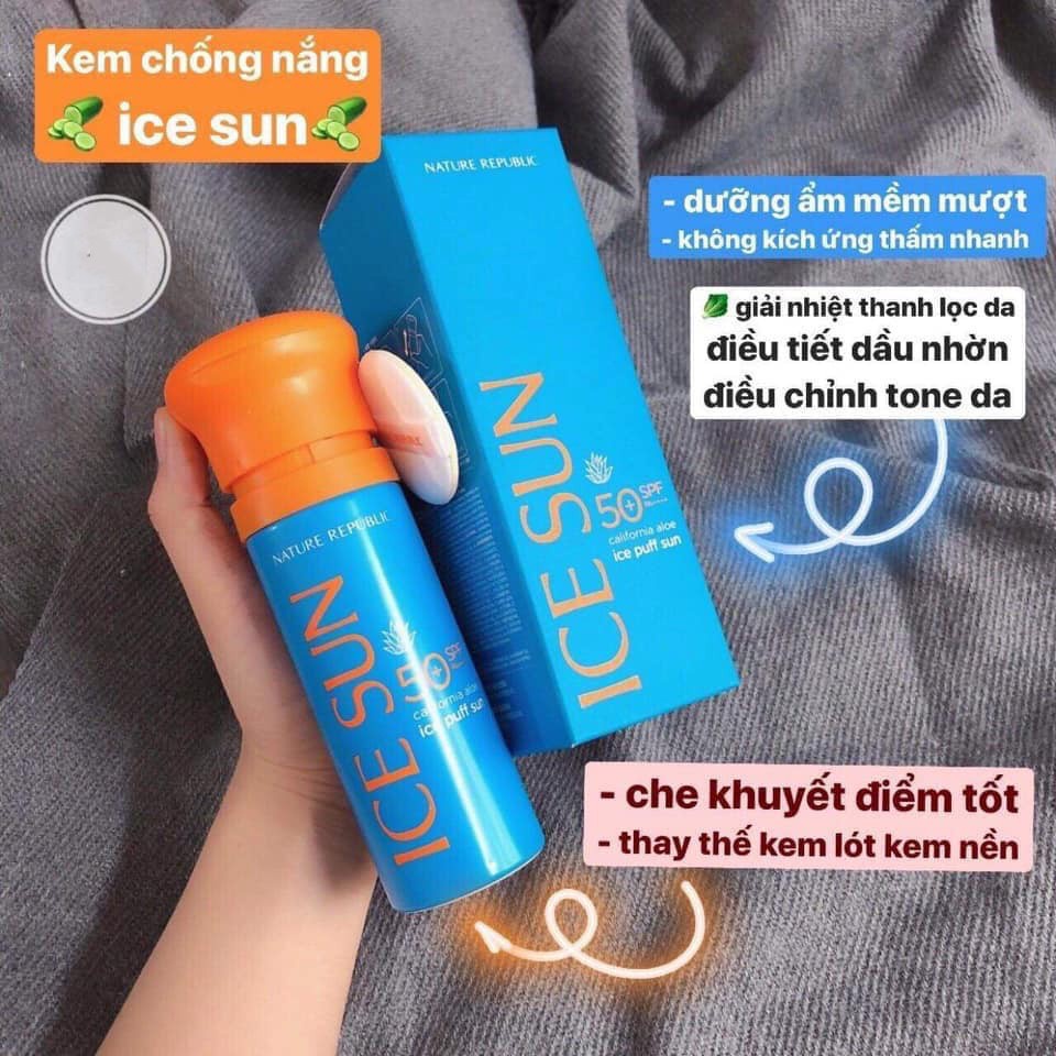 Kem Chống Nắng Nâng Tone Nature Republic Lô Hội Làm Mát Cấp Ẩm Ice Sun California Aloe SPF50 PA++++ 100ml - Khongcoson