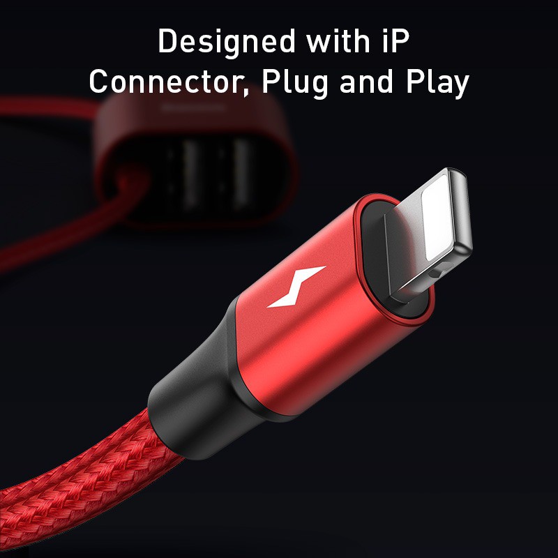 Cáp sạc Lightning tích hợp cổng chia USB 2 port Baseus Special Data Cable LV720 for Backseat (USB to iP+Dual USB)