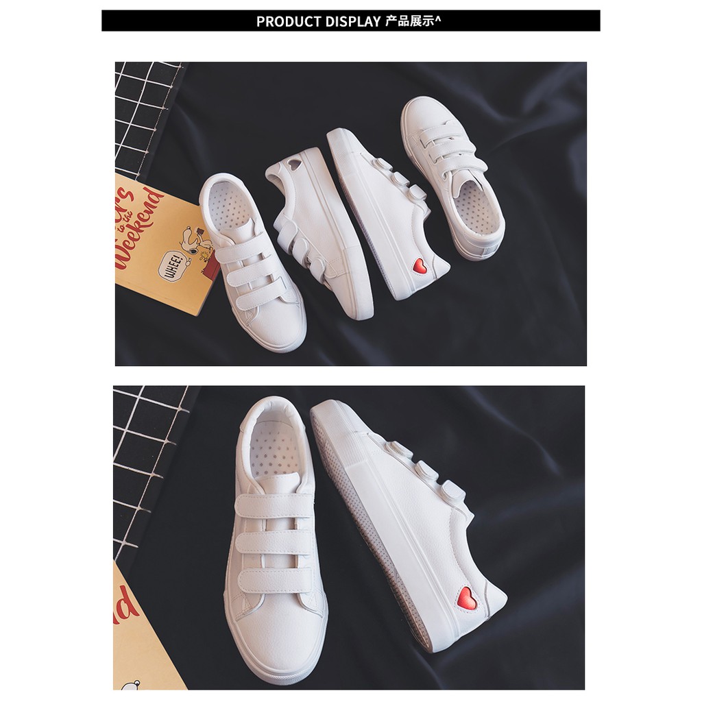[ORDER] Giày bata học sinh quai dán màu trắng in hình tim  siêu xinh - MBS341 | WebRaoVat - webraovat.net.vn