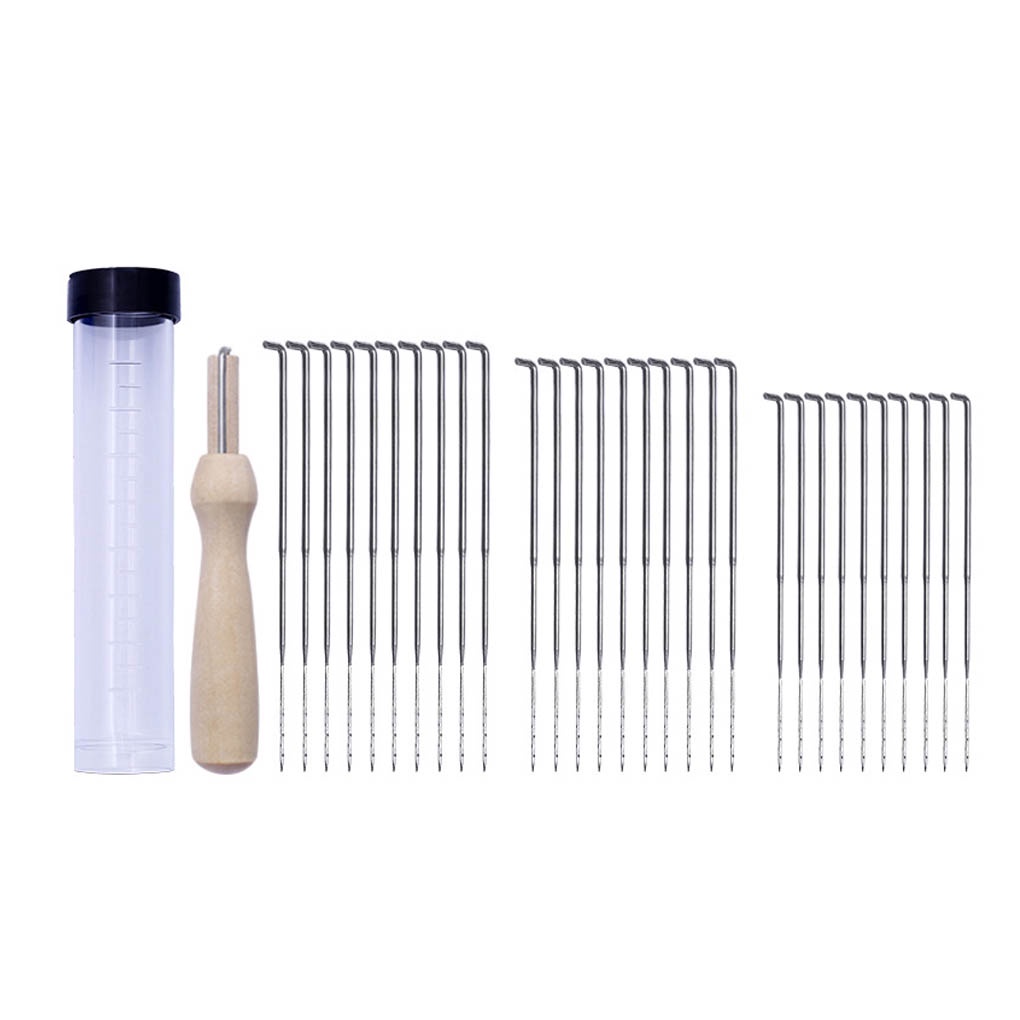 30pcs 3 Sizes Felting Needles Felt Tools with Clear Bottle 1 Wooden Handle Felting Needles Kit DIY Pin Felt【Huiteni】