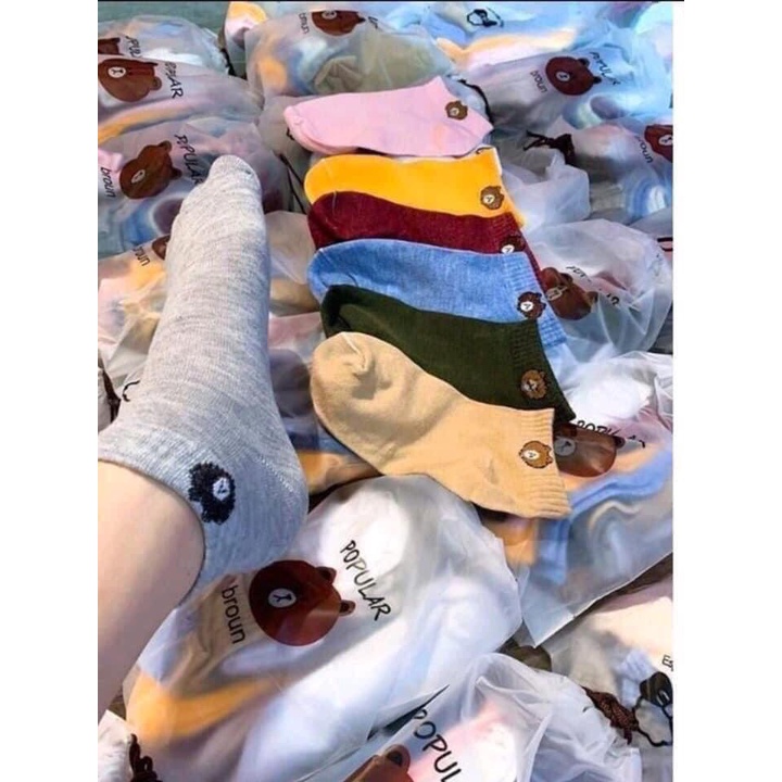 Set 10 Đôi Tất Gấu Co Dãn Siêu Xinh - Set Tất Unisex Hoạ Tiết Cực Yêu