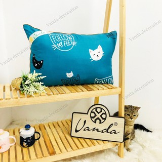Ruột gối đầu bông gòn cao cấp VANDA mẫu mèo xanh