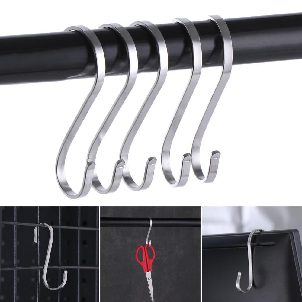 PINEVN Set 5 Móc Treo Đồ Hình Chữ S Đa Năng Bằng Thép Không Gỉ