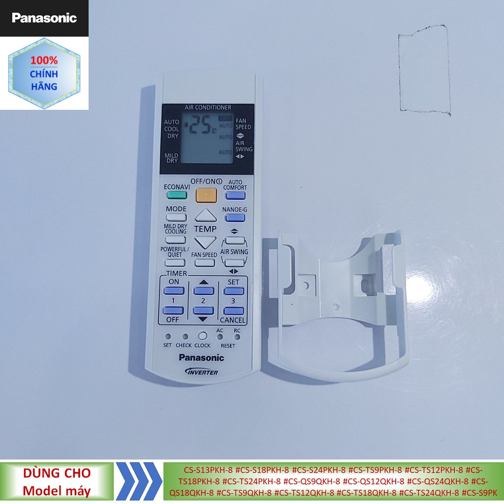 Phụ kiện [Remote chính hãng] Điều khiển điều hòa Panasonic model CS-S13PKH-8 #CS-S18PKH-8 #CS-S24PKH-8