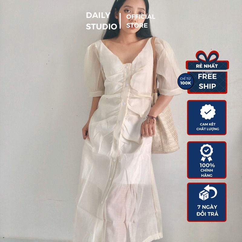 Đầm maxi đi biển, Váy công chúa, váy tơ trắng dáng maxi hè xinh,Váy tơ tay phồng đi biển mặc hè xinh | BigBuy360 - bigbuy360.vn