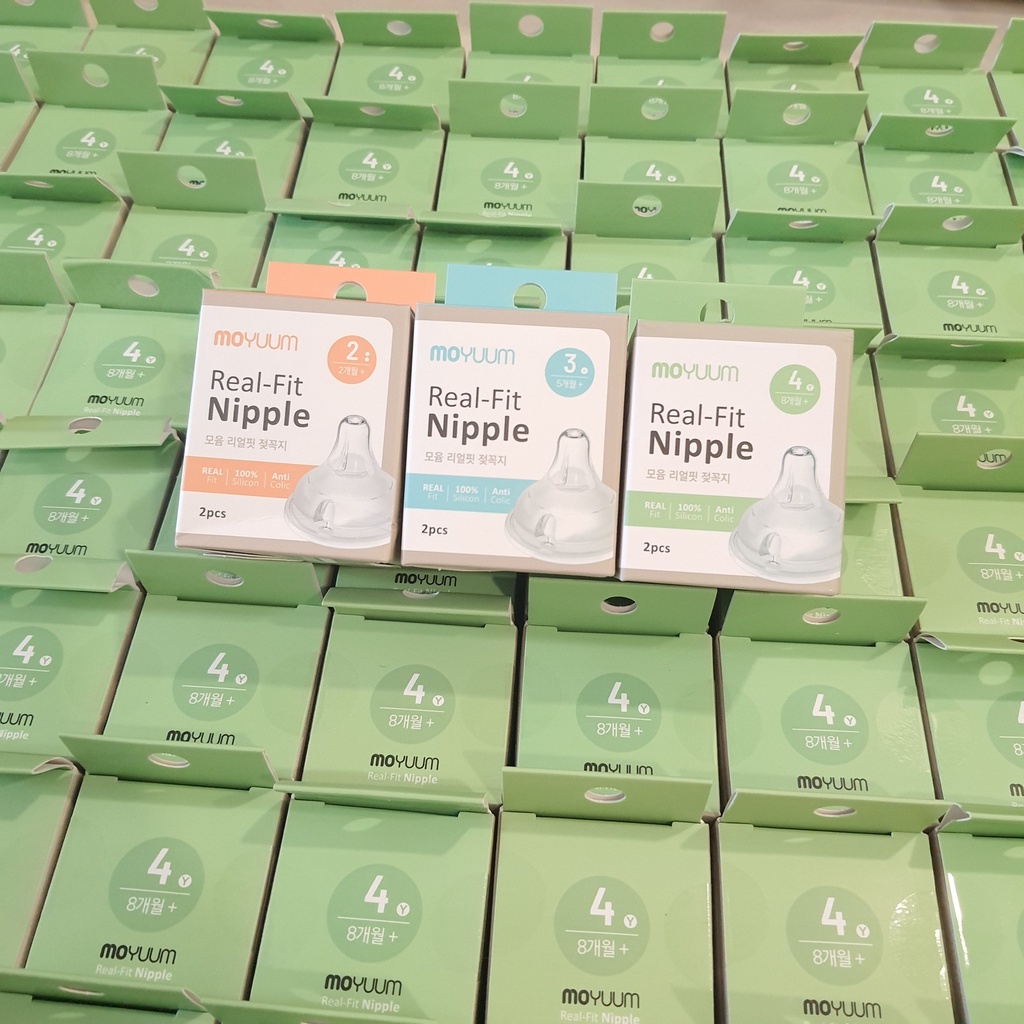 Combo 2 Núm ti bình sữa Moyuum chính hãng, núm ti bình sữa cổ rộng