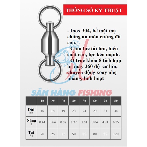 Khóa số 8 săn hàng siêu tải AoHu,khóa link, ma ní, ổ bi xoay câu cá, đơn, đài, câu biển