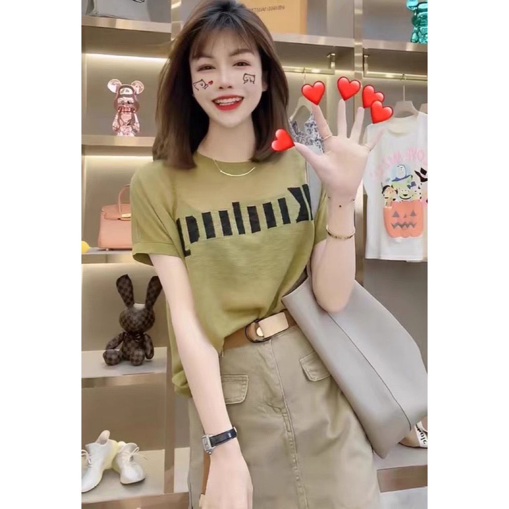 Áo Thun Tay Ngắn Cổ Tròn Dáng Rộng Thiết Kế Đơn Giản Thời Trang Mùa Hè Cho Nữ