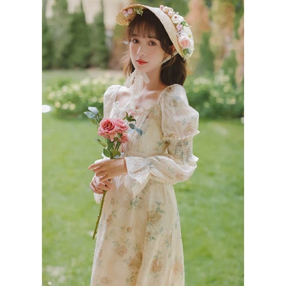 Váy Hoa Nàng Thơ Dáng Dài Xinh Xắn Phong Cách Retro Cổ Điển