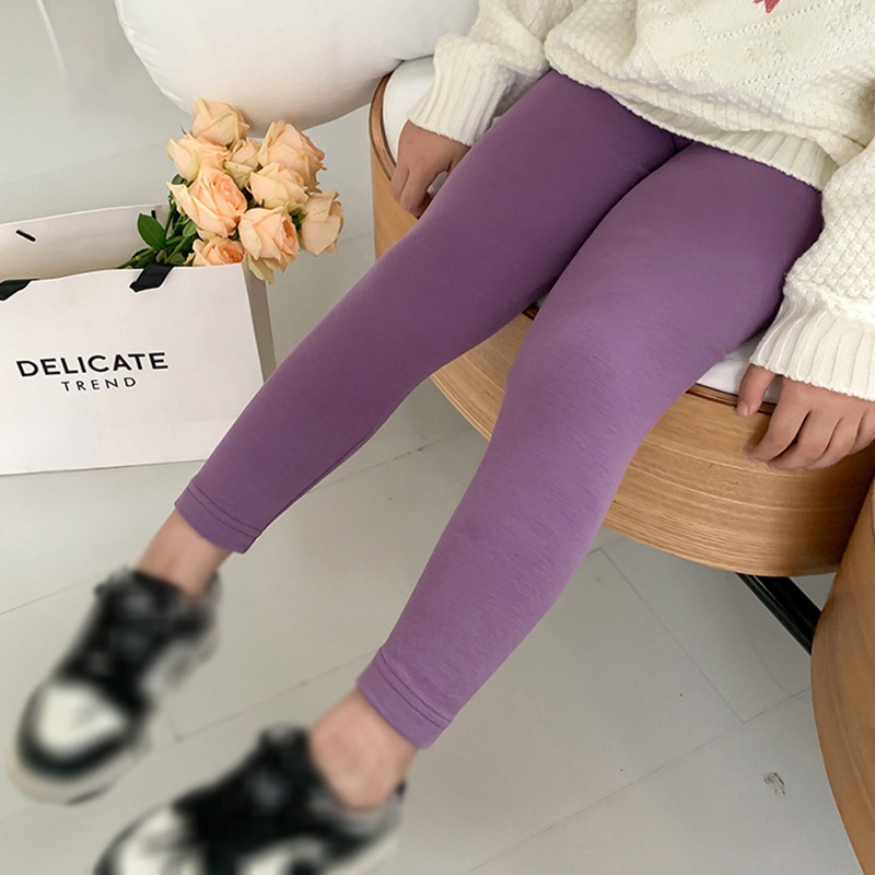 Quần Legging Cotton Len Lưng Thun Cao Dáng Ôm Xinh Xắn Cho Bé Gái