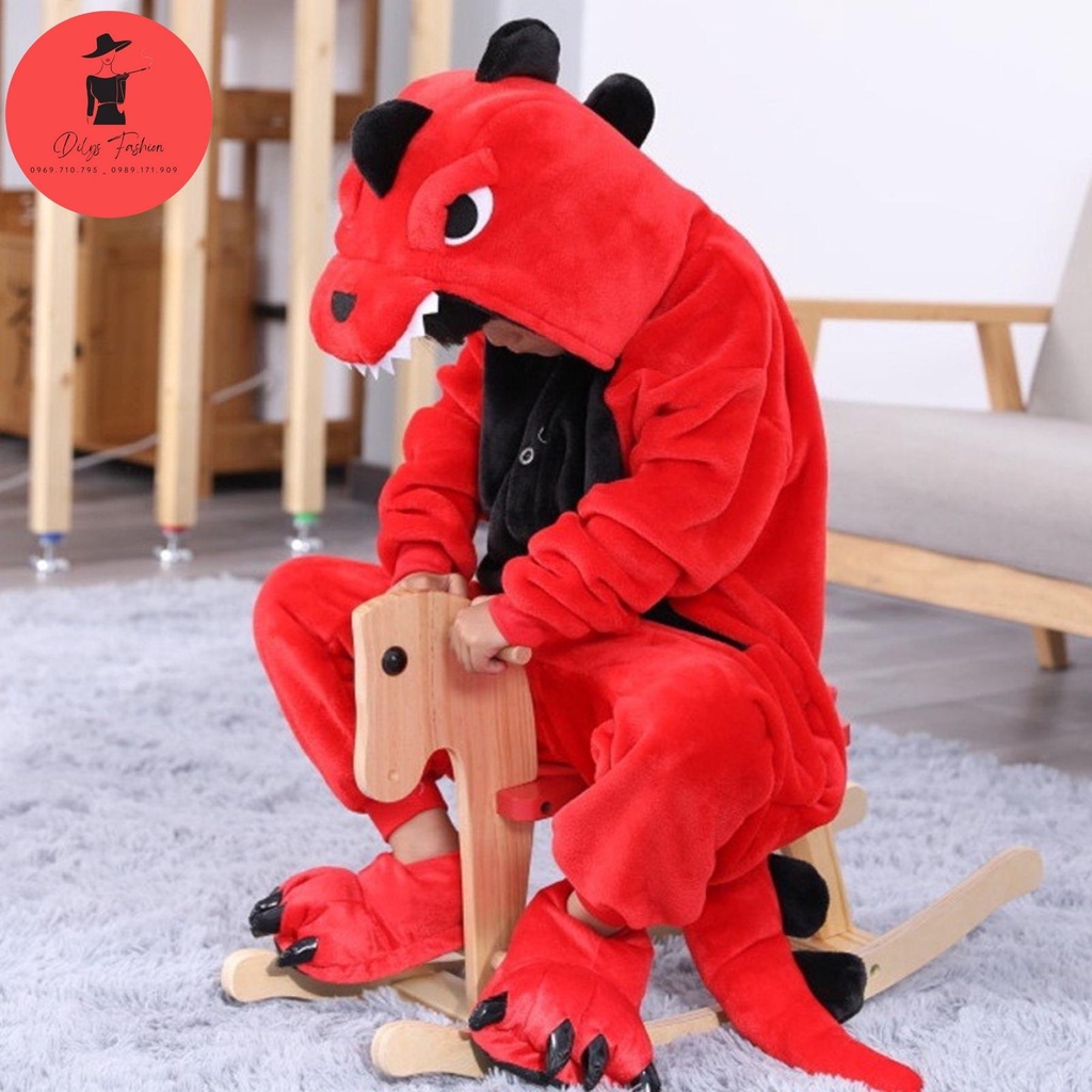 Bộ đồ khủng long liền thân cho bé và người lớn DILYSFASHION BDT02, quần áo khủng long cosplay hoạt hình nhiều màu sắc