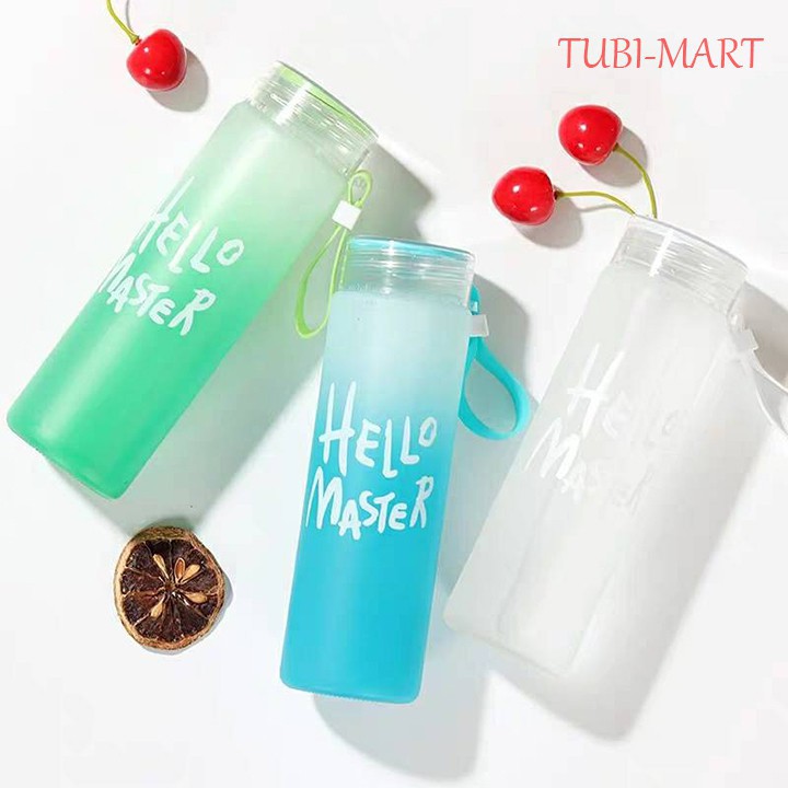 Bình nước thủy tinh Hello Master 480ML có dây xách [Mishop]